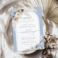 Elegant watercolor dusty blue roses pampas arch