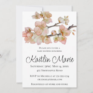 Elegant watercolor dusty orange green floral invitation