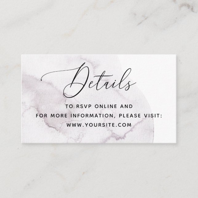 Elegant watercolor dusty purple QR wedding details Enclosure Card (Front)
