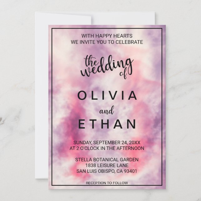 Elegant Watercolor Dusty Rose Abstract Wedding Invitation (Front)