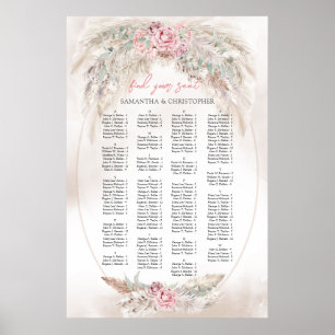 Elegant watercolor dusty rose pampas Alphabetical Poster