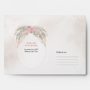 Elegant watercolor dusty rose pampas sage Envelope