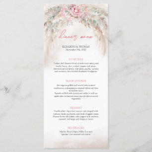 Elegant watercolor dusty rose pampas sage green menu