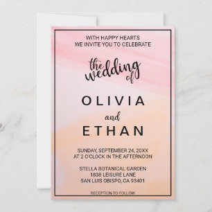 Elegant watercolor dusty rose Wedding Invitation