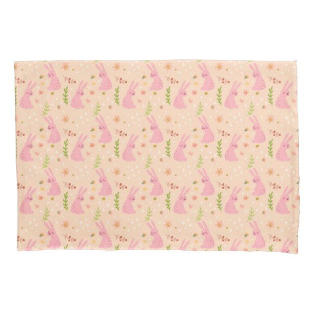 Elegant Watercolor Easter Pattern | Pillowcase (Front-Left)