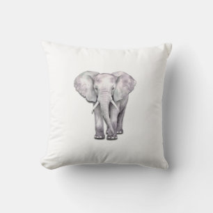 Elegant Watercolor Elephant Illustration Cushion