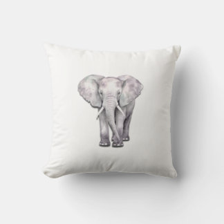 Elegant Watercolor Elephant Illustration  Cushion