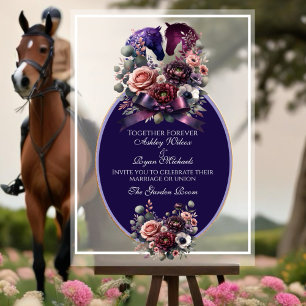 Elegant Watercolor Equestrian Wedding Acrylic Sign