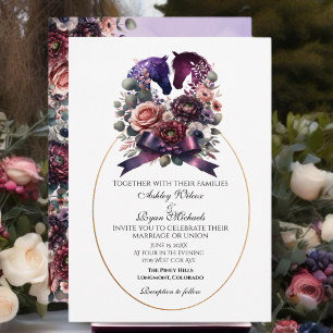 Elegant Watercolor Equestrian Wedding Invitation