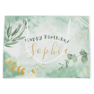 Elegant Watercolor Eucalypt Leaves Gift Bag