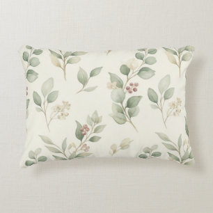 Elegant Watercolor Eucalyptus and Blush Berry Bota Decorative Cushion
