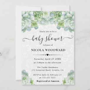 Elegant Watercolor Eucalyptus Baby Shower  Invitation