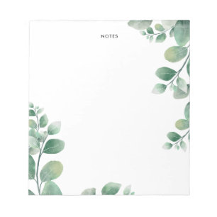 Elegant Watercolor Eucalyptus Branch Leaves Notepad