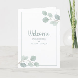 Elegant Watercolor Eucalyptus Branch Wedding Programme