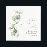 Elegant Watercolor Eucalyptus Bridal Shower Napkin<br><div class="desc">Eucalyptus Greenery Watercolor Bridal Shower Thank You Paper Napkins that you can easily customise for your special event and annual occasions.</div>