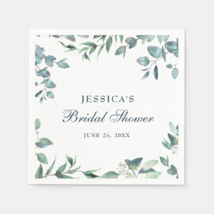 Elegant Watercolor Eucalyptus Bridal Shower Paper Napkin