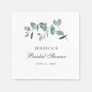 Elegant Watercolor Eucalyptus Bridal Shower Paper Napkin