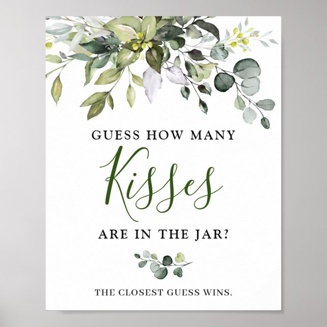 Elegant Watercolor Eucalyptus Bridal Shower Poster (Front)