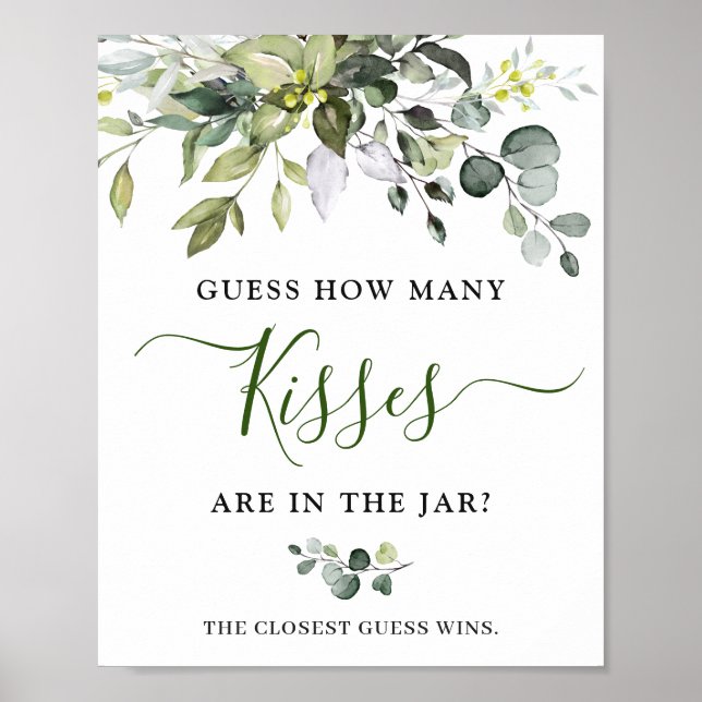 Elegant Watercolor Eucalyptus Bridal Shower Poster (Front)