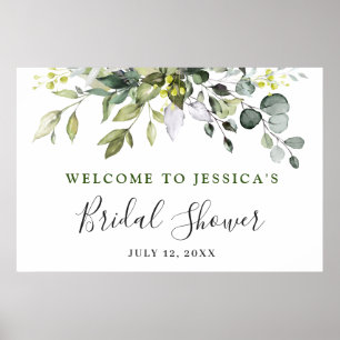 Elegant Watercolor Eucalyptus Bridal Shower Poster