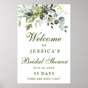Elegant Watercolor Eucalyptus Bridal Shower Poster