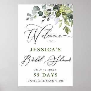 Elegant Watercolor Eucalyptus Bridal Shower Poster