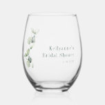 Elegant Watercolor Eucalyptus Bridal Shower Stemless Wine Glass<br><div class="desc">Eucalyptus Greenery Watercolor Bridal Shower Stemless Wine Glass that you can easily customise for your special event and annual occasions.</div>