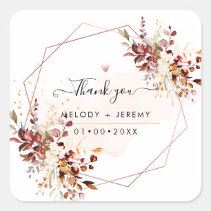 Elegant Watercolor Eucalyptus Fall Thank You  Square Sticker