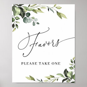 Elegant Watercolor Eucalyptus Favors Wedding Sign
