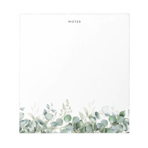 Elegant Watercolor Eucalyptus Greenery Custom  Notepad