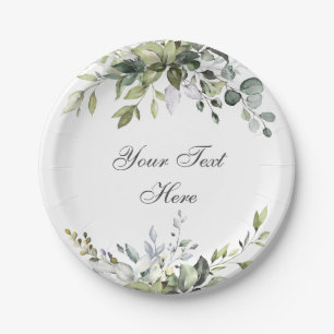 Elegant Watercolor Eucalyptus Greenery Party Paper Plate
