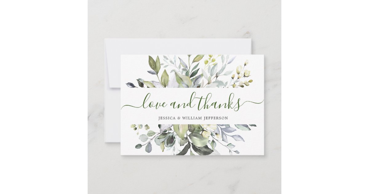 Elegant Watercolor Eucalyptus Greenery Thank You Card | Zazzle