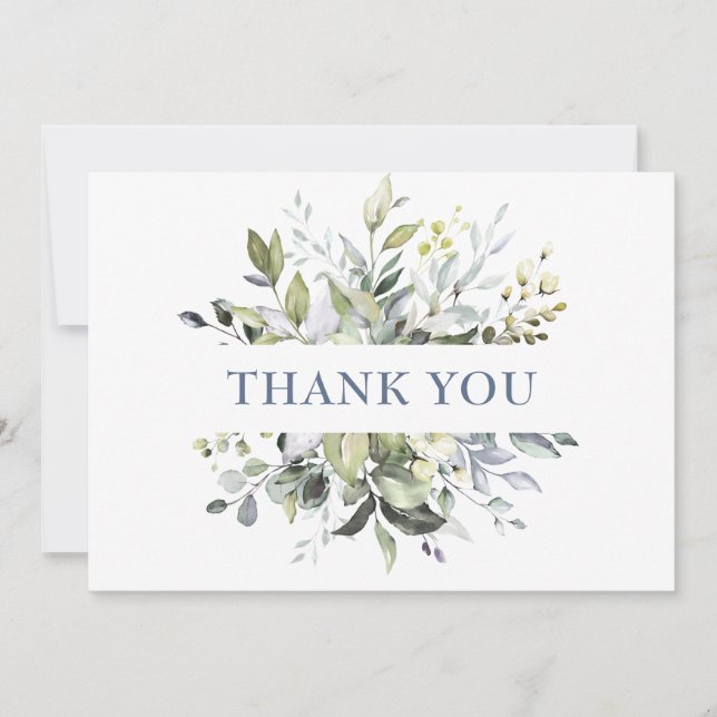 Elegant Watercolor Eucalyptus Greenery Thank You Card (Front)