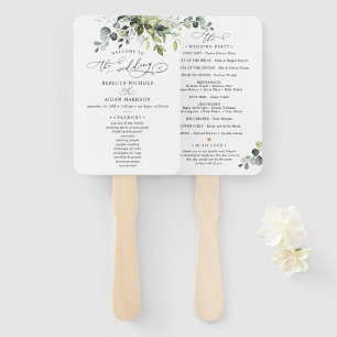 Elegant Watercolor Eucalyptus Greenery Wedding Ha Hand Fan