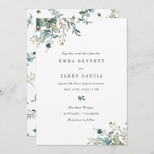 Elegant Watercolor Eucalyptus Greenery Wedding Inv Invitation