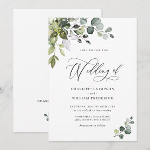 Elegant Watercolor Eucalyptus Greenery Wedding Invitation