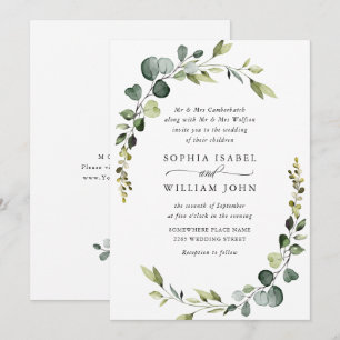 Elegant Watercolor Eucalyptus Greenery Wedding Invitation