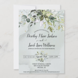 Elegant Watercolor Eucalyptus Greenery Wedding Invitation