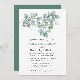 Elegant Watercolor Eucalyptus Greenery Wedding Invitation
