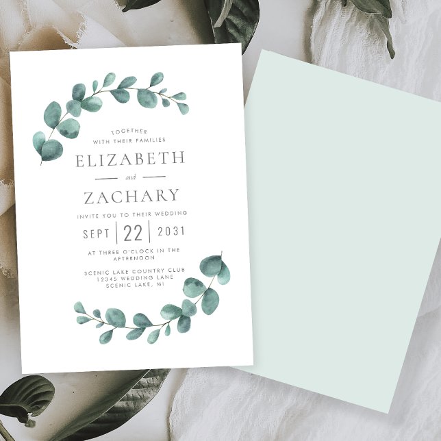 Elegant Watercolor Eucalyptus Greenery Wedding Invitation (Creator Uploaded)