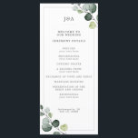 Elegant Watercolor Eucalyptus Greenery Wedding Programme<br><div class="desc">Elegant Watercolor Eucalyptus Greenery Wedding Program. The design features an elegant frame with watercolor eucalyptus,  a monogram. This template includes space for ceremony details and on the reverse all the wedding party information. Personalise with your information using the template fields provided.</div>