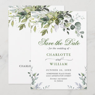 Elegant Watercolor Eucalyptus Greenery Wedding Save The Date