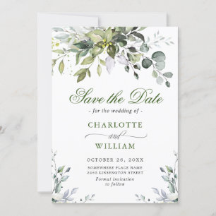 Elegant Watercolor Eucalyptus Greenery Wedding Save The Date