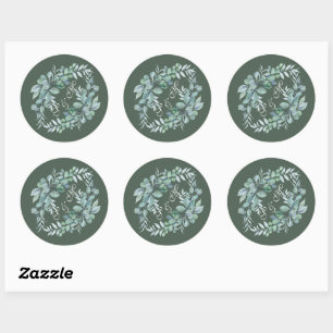 Elegant Watercolor Eucalyptus Greenery Wedding Sti Classic Round Sticker