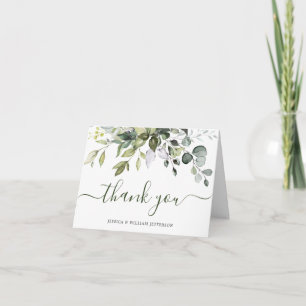Elegant Watercolor Eucalyptus Greenery Wedding Thank You Card