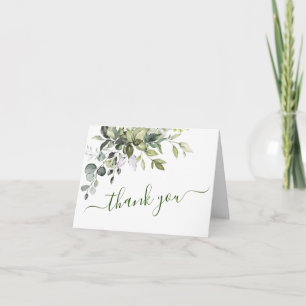 Elegant Watercolor Eucalyptus Greenery Wedding Thank You Card