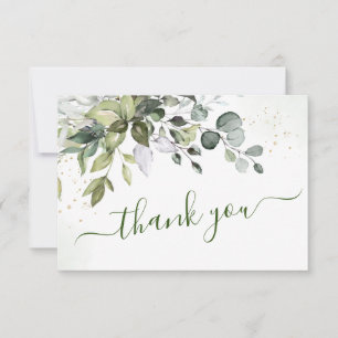 Elegant Watercolor Eucalyptus Greenery Wedding Thank You Card