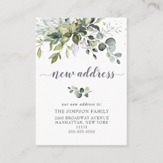 Elegant Watercolor Eucalyptus Moving Announcement