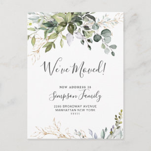 Elegant Watercolor Eucalyptus Moving Announcement