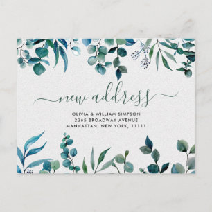 Elegant Watercolor  Eucalyptus Moving Announcement Postcard
